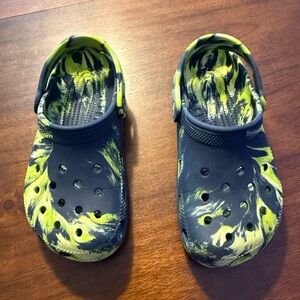 CROCS Kids Blue and Lime Water Shoes